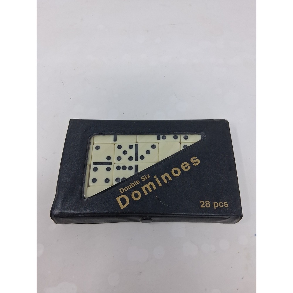 Vintage Double 6 Dominoes Travel Size New With Black Case